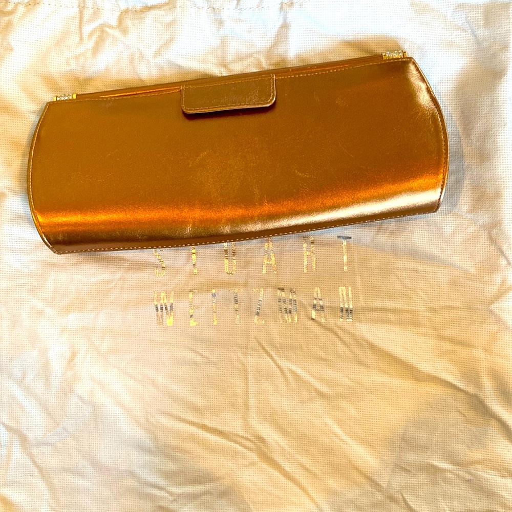 Stuart Weitzman Bronze 2 Pocket Evening Clutch